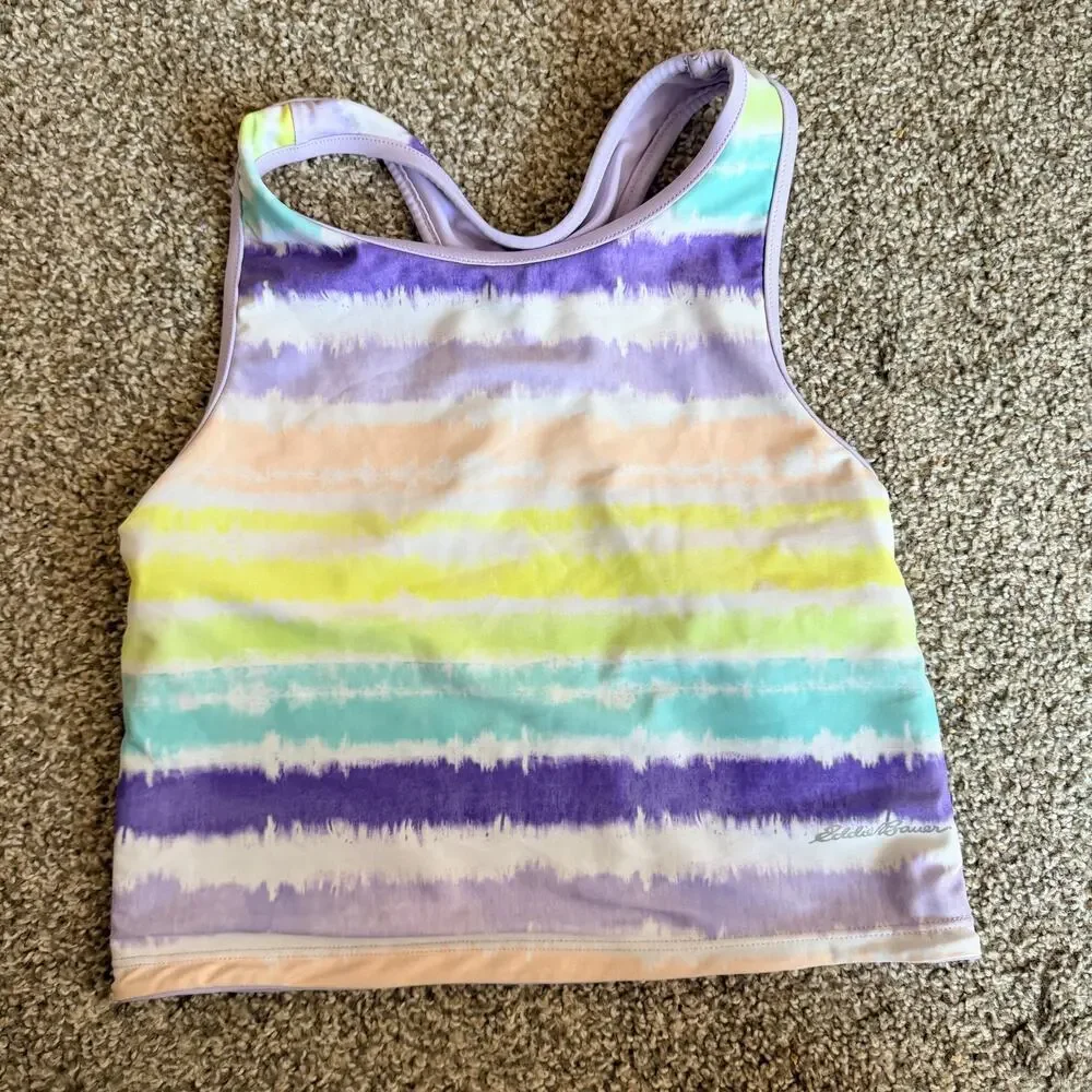 Eddie Bauer Girls 2 Piece Reversible Swimsuit Set Pastel Lilac Size Small (7/8)